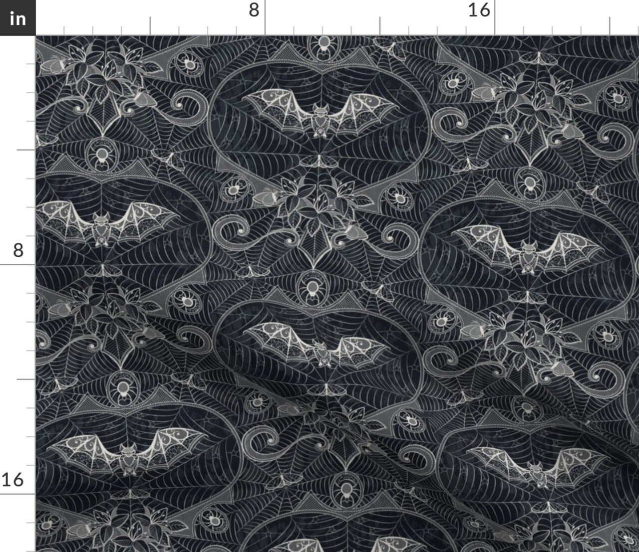 Spiderweb Damask Halloween Cobwebs Gothic Spooky Autumn Fall Custom Printed Fabric by Spoonflower Various Fabrics by the Yard or Fat Quarter
